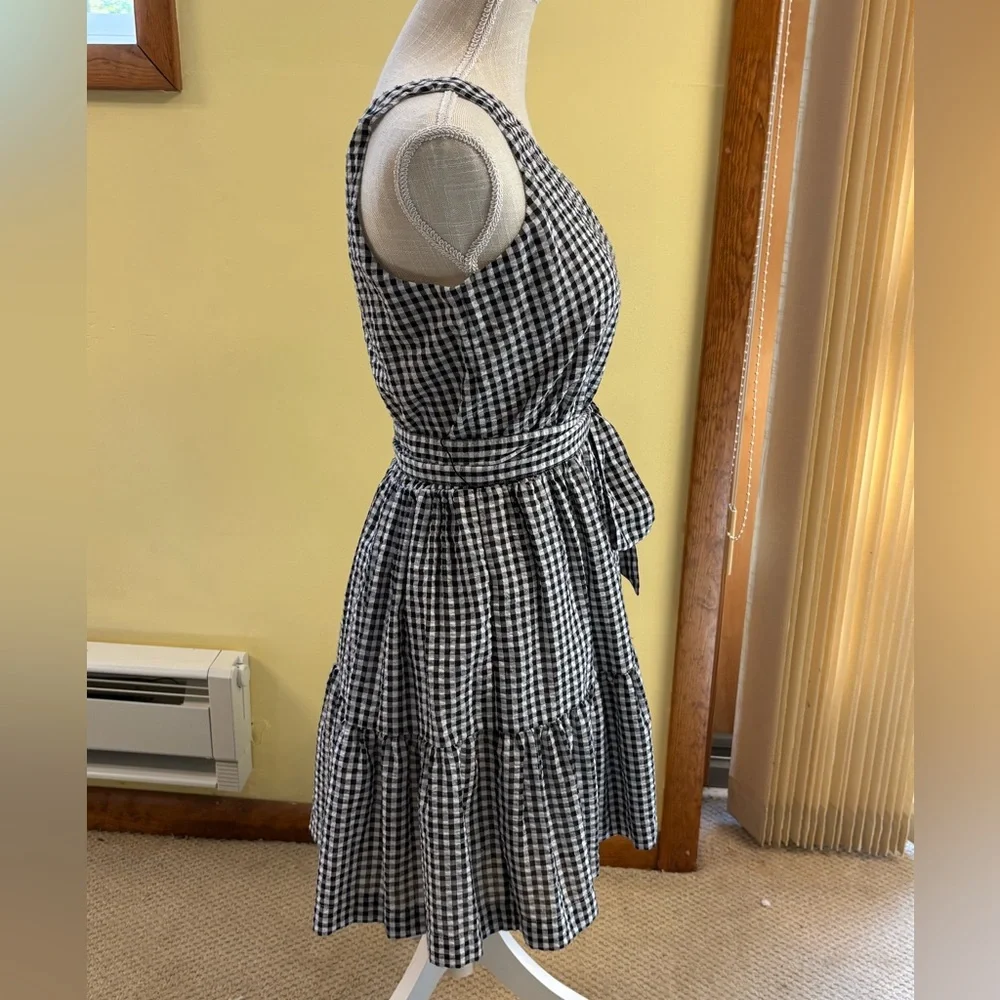 NEW Vineyard Vines Gingham Seersucker One-Shoulder A-Line Belted Dress 4 Plaid - Picture 9 of 13